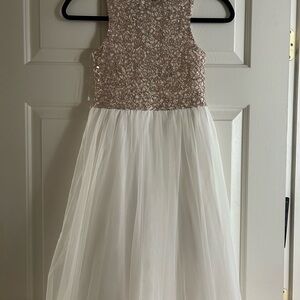 Speechless Gold Sequin Halter A-line Dress